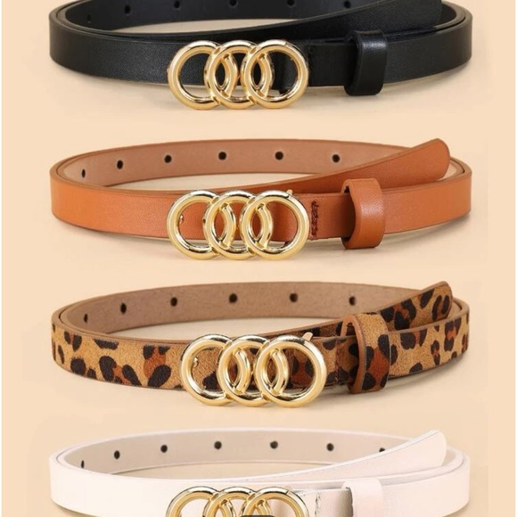 Accessories - Four Piece Leopard & Solid Triple Circle Belt Buckle Set - NWT